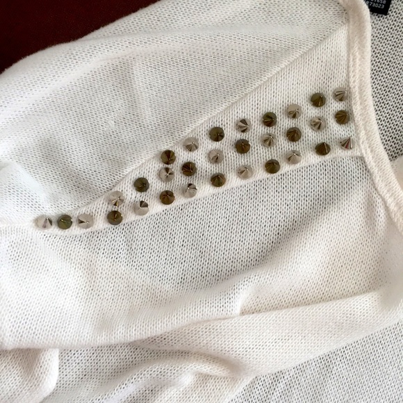 Seductions Studded Shoulder Sweater - White - Medium - Picture 5 of 9